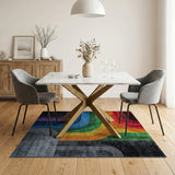 Vibrant Rainbow Arcs Geometric Modern Area Rug