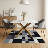 Modern Geometric Grey Patchwork Area Rug