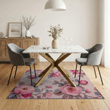 Floral Vintage Vintage Pink Peony Floral Area Rug