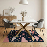 Dreamy Pink Starry Clouds Area Rug