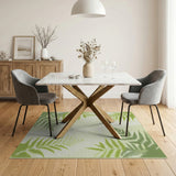 Green Lush Green Fern Area Rug