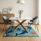 Playful Dolphins Fish Underwater Kids Rug