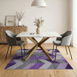 Purple Grey Chevron Geometric Area Rug