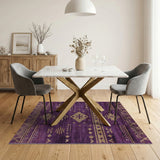 Purple Gold Southwestern Geometric Area Rug
