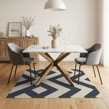 Grey Modern Grey Zigzag Geometric Area Rug