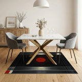 Geometric Red Circle Abstract Area Rug