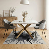 Abstract Ink Splatter Black White Area Rug