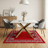 Red Heritage Tribal Snowflake Border Area Rug