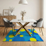 Playful Yellow Blue Bubble Area Rug