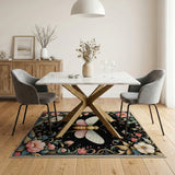 Golden Bee Pink Peony Floral Area Rug