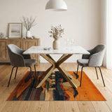 Savanna Elephants Sunset Orange Area Rug
