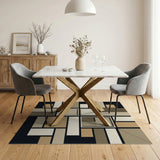 Modern Geometric Neutral Block Area Rug