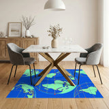 Global Network World Map Area Rug