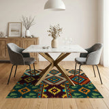 Southwestern Geometric Diamond Multi-Color Area Rug
