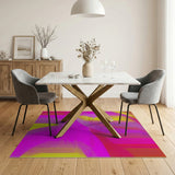 ODIKA Modern Abstract Neon Pink & Yellow Washable Rug - Low Pile Non-Slip Area Rug