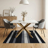 Bold Black and White Bold Black White Striped Geometric Rug