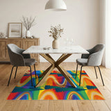 Rainbow Swirl Pine Tree Area Rug