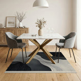 Black and White Black White Abstract Wave Area Rug