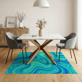 Swirling Blue Teal Abstract Blue and Teal Area Rug