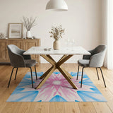 Vibrant Pink Blue Starburst Geometric Area Rug