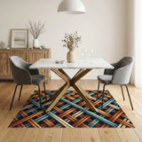 Teal and Orange Geometric Woven Area Rug