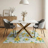 Sunny Yellow Floral Pattern Area Rug
