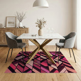 Geometric Modern Pink Vibrant Pink Geometric Area Rug