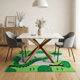 Playful Smiling Crocodile Kids Area Rug