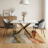 ODIKA Washable Abstract Mountain Area Rug - Modern Earth Tone Low Pile Non-Slip Rug