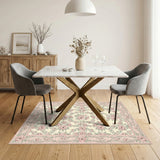 Pink Vintage Rose Floral Area Rug