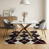 Maroon Diamond Geometric Area Rug