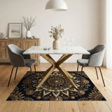 Opulent Gold Mandala Floral Area Rug