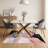 Pink Marble Gold Vein Abstract Area Rug