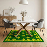 Lucky Shamrock Area Rug - Yellow Clovers on Green