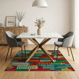 Vibrant Geometric City Skyline Rug