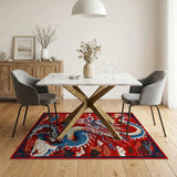 Multi-color and Patterns Majestic Blue Dragon Red Oriental Area Rug