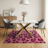 Plush Pink Leopard Print Shag Rug