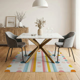 Vibrant Multi-Color Polka Dots Stripes Area Rug