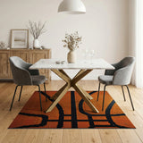Orange Basketball Pixel Area Rug