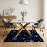 Vibrant Blue Seashell Swirl Area Rug
