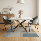 Abstract Navy Teal Curve Modern Area Rug