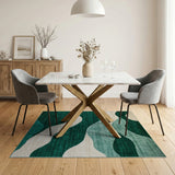 Green Teal Wavy Geometric Area Rug