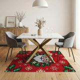 Jolly Cartoon Santa Holly Wreath Christmas Rug