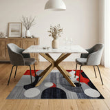 Bold Red Black Abstract Geometric Area Rug