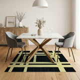Abstract Black Yellow Geometric Area Rug
