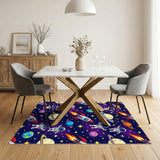 Space Astronauts Rocket Kids Area Rug