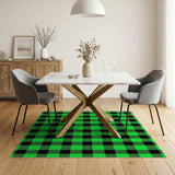Geometric Modern Vibrant Green Black Checkered Area Rug