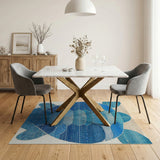Blue Sea Turtle Geometric Mosaic Rug