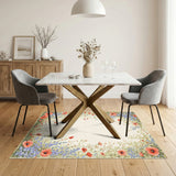 Vintage Poppy Floral Border Area Rug