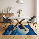 Cascading Ocean Waves Navy Area Rug